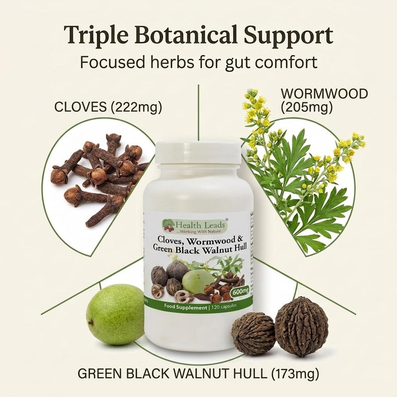 Wormwood Black Walnut and Clove Capsules 600mg Per Capsule – Triple Herbal Complex – Green Walnut Hull Extract – 120 Vegan Capsules (4 Month Supply, 1 Per Day) 120 count (Pack of 1)