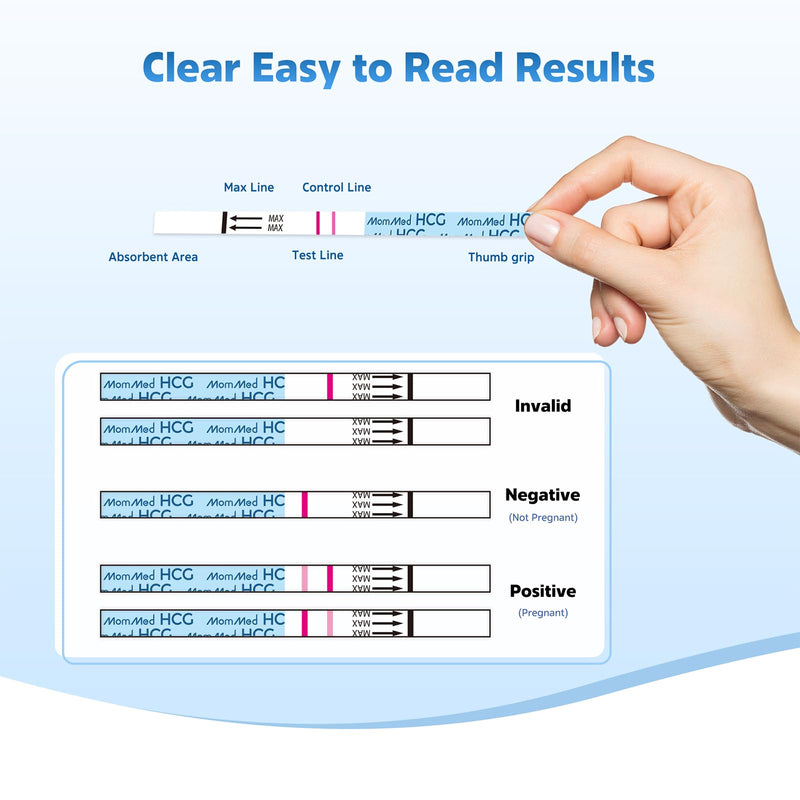 [Australia] - MomMed Pregnancy Test, 55 HCG Pregnancy Test Strips for Early Detection, Over 99% Accurate, 55 Free Urine Cups, Bulk Pregnancy Tests for Home Use, Pruebas de Embarazo 55 Count (Pack of 1) 