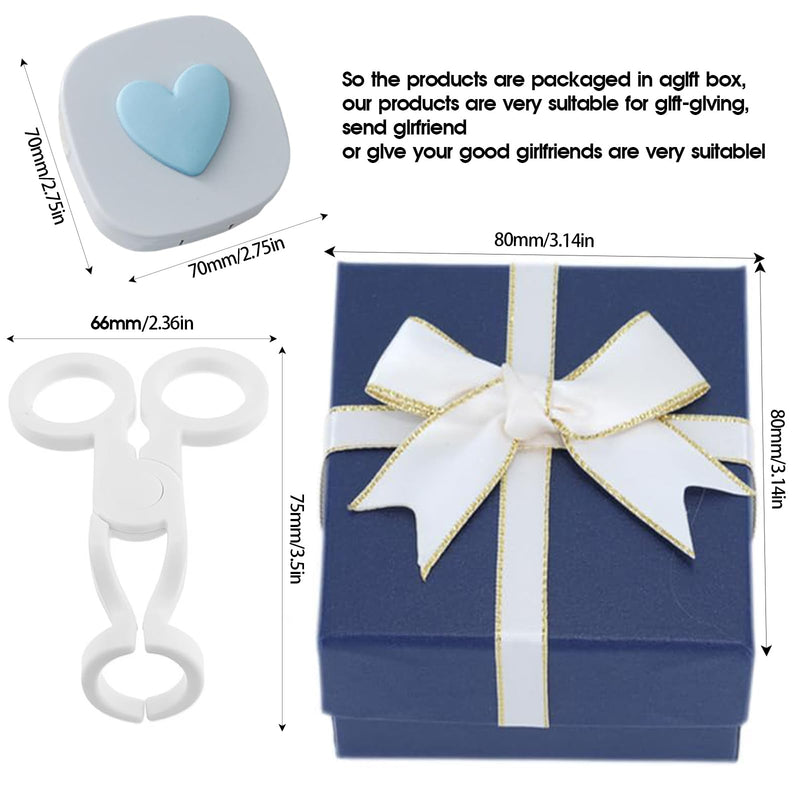 [Australia] - Yuqilin Contact Lens Case Kit 3-Piece Set, Blue Travel Set, Silica Gel Contact Lens Insertion Aid, Gift Box with Bow, for Travel, Work, Dating, Outdoor Activities 