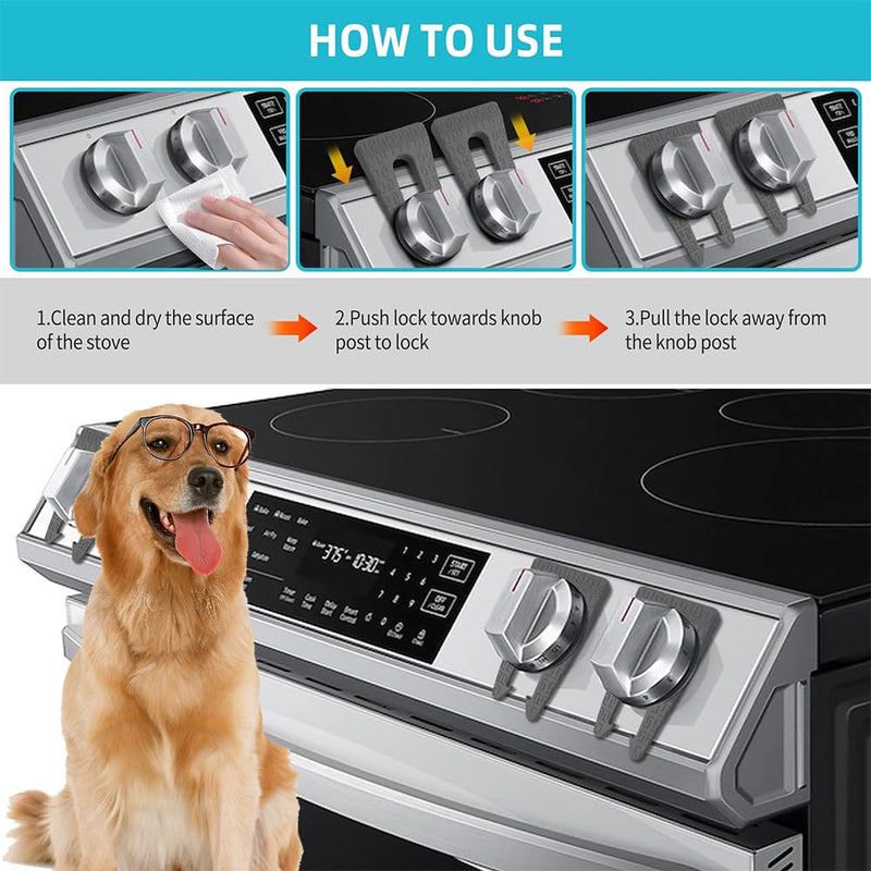 [Australia] - 6 Safety Stove Knob Covers, Safety Silicone Protective Stove Knob Lock Set, Used for Child Safety Stove Snob Sovers, Prevent Accidental Touch (Grey) 