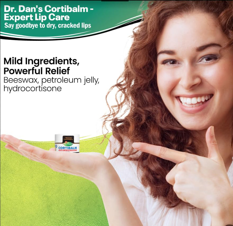 Dr. Dan's Cortibalm 1-Pack Healing Lip Balm Jar for Severely Chapped Lips | Healing Lip Balm Jar w/ 1% Hydrocortisone, Beeswax & Vitamin E Lip Repair, Chapped Dry Lips, Moisture & Hydrating Formula