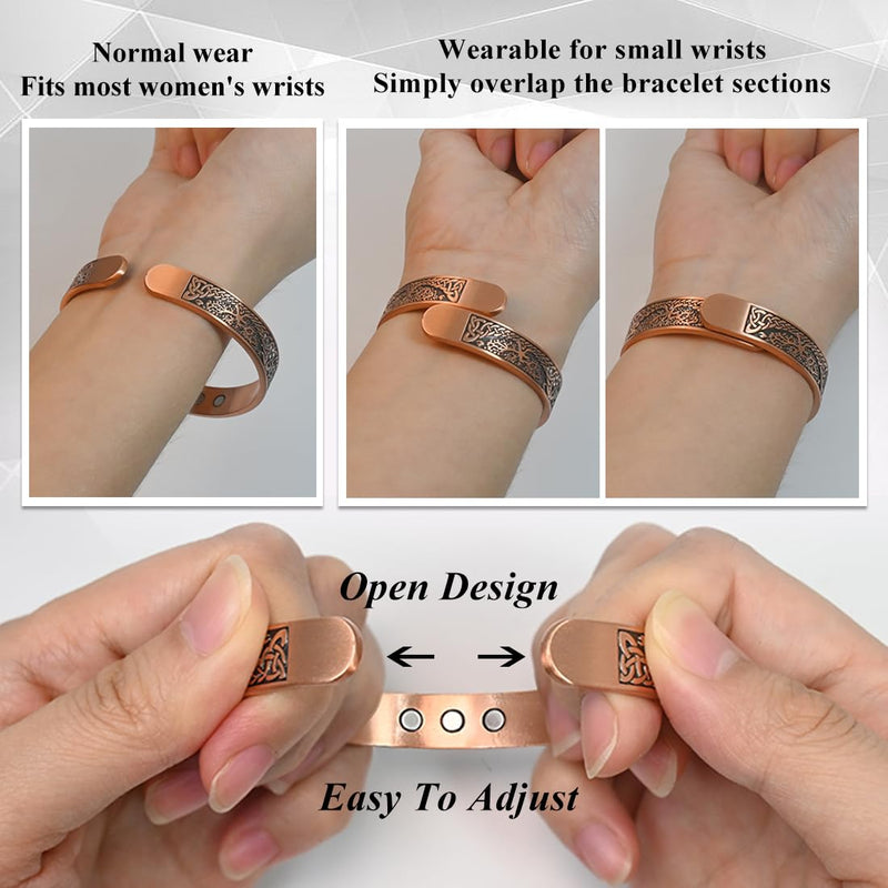 [Australia] - Vicmag Copper Magnetic Bracelet for Women and Men Ultra Strength Magnets 99.9% Pure Copper Strong Magnets Jewelry Gift Adjustable Length 2-Glossy 