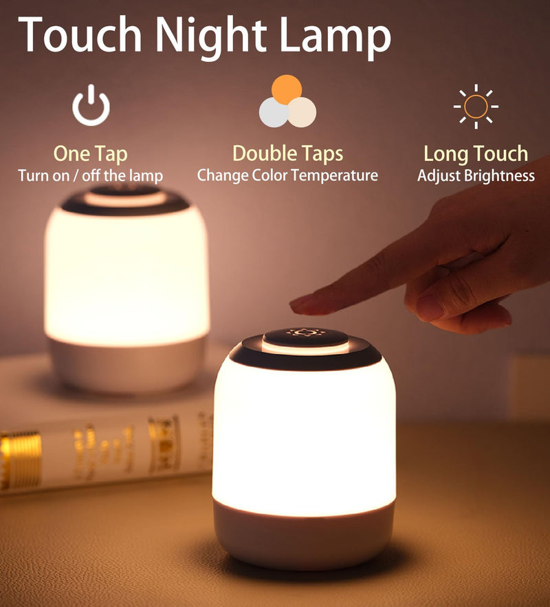 [Australia] - Eye Caring Soft Night Light, Touch night light for Baby, Kids and Adults, Portable Bedside Lamp, 3 Colors, Dimmable, USB Rechargeable Warm Night Light for Bedrooms, Baby Nursery and Sleep Aid Grey 