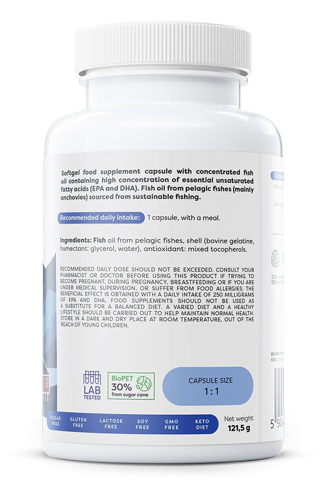 Osavi Super Strong Omega–3 500 EPA / 250 DHA – 90 Softgels | Concentrated Omega–3 from Pelagic Fish | Supports Heart Health, Brain Function, and Vision | Highly Purified with Molecular Distillation 90 count (Pack of 1)