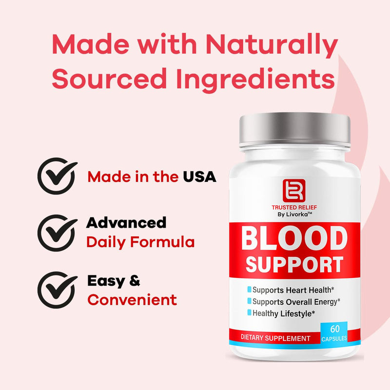 (2 Pack) Trusted Relief Blood Support Capsules - Official TrustedRelief Blood Support Vitamin Pills, Natural Trusted Relief Advanced Premium Formula Wellness & Overal Health, 120 Capsules For 2 Months