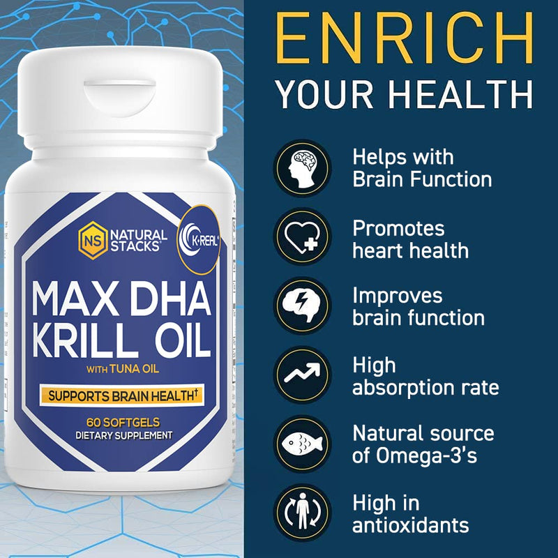[Australia] - Antarctic Krill Oil Supplement - DHA EPA Omega 3 Supplement with Antioxidant Astaxanthin - Omega 3 Fish Oil to Support Brain, Heart & Joint Health - 60 Krill Oil SoftGels 60 Count (Pack of 1) 
