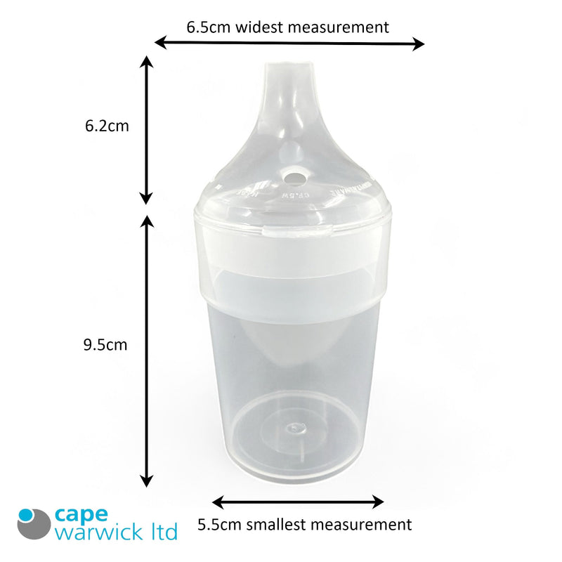 2 Pack Clear, Wide Spout, Feeding Beakers 200ml With Graduated Measurements In ML And Max Temperature, Spill-Proof, DishWasher And Microwave Safe, Care Homes, Carers, Reusable UK Made (Wide Spout II)
