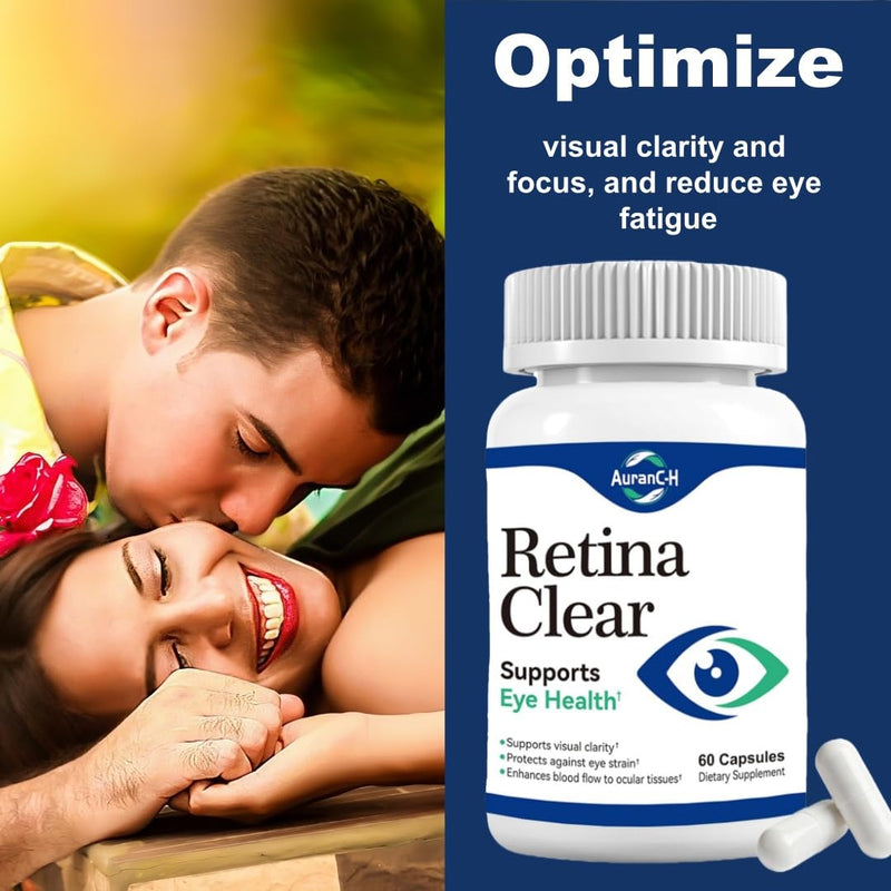 Retina Clear Eye Health Supplement - Supports Normal Vision Health - Lutein, Bilberry & Vitamins for Visual Clarity & Eye Strain Relief - 60 Capsules