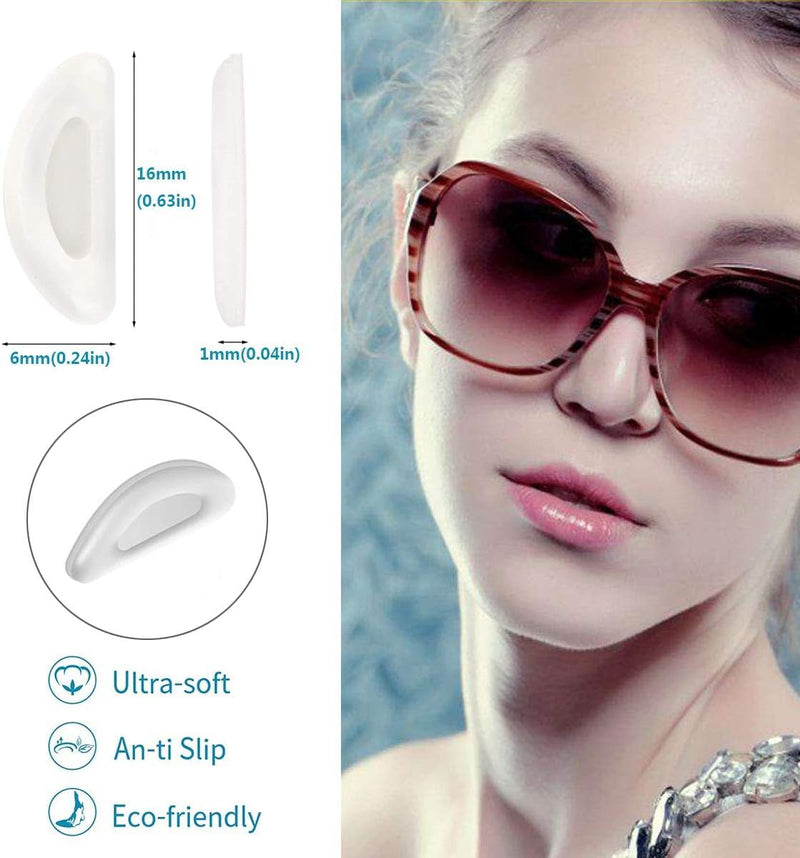 [Australia] - Eyeglass Nose Pads, Adhesive Anti-Slip Nose Pads, Soft Silicone Nose Pad Cushion for Glasses, Eyeglasses, Sunglasses, 12 Pairs(Clear) Clear 
