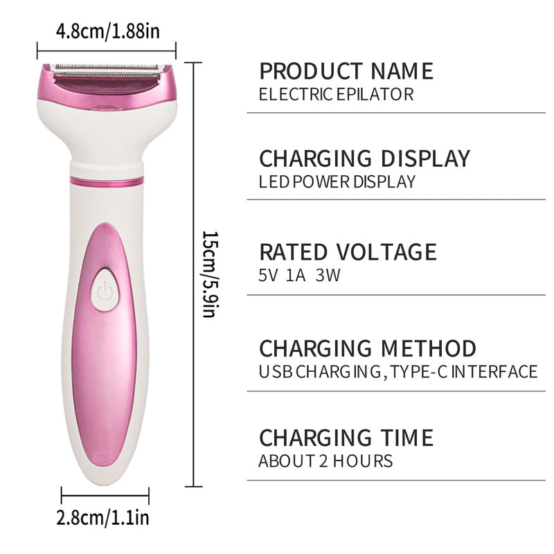 Electric Razor for Women, Bikini Trimmer Womens Shaver for Face Nose Eyebrow Body Leg Pubic Underarm Arm Ladies Rechargeable 4 in 1 Hair Removal Kit Painless Trimming, Gifts for Women (Pink) Pink