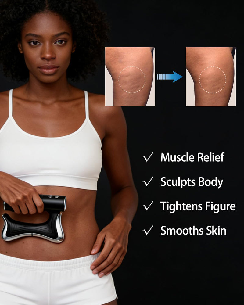 Electric Muscle Scraper Tool with Vibration,Massage& Heat, Portable Gua Sha Massager for Full Body Muscle Recovery, Relaxation, and Pain Relief (Black-Gel) Black-gel