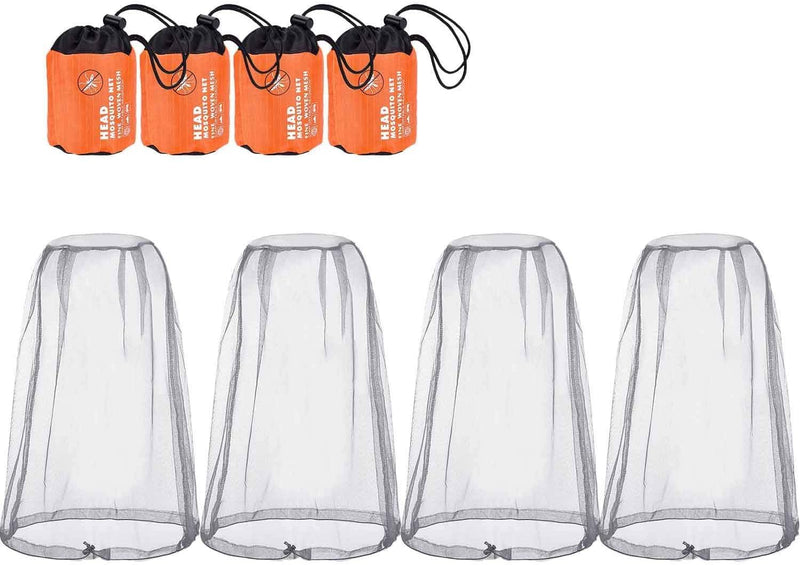 [Australia] - PHOGARY mosquito head net (4 pieces) with carry bag, insect protection hat, face protection for anyone who enjoys outdoor activities, black mesh for optimal visibility, washable 46 x 46 