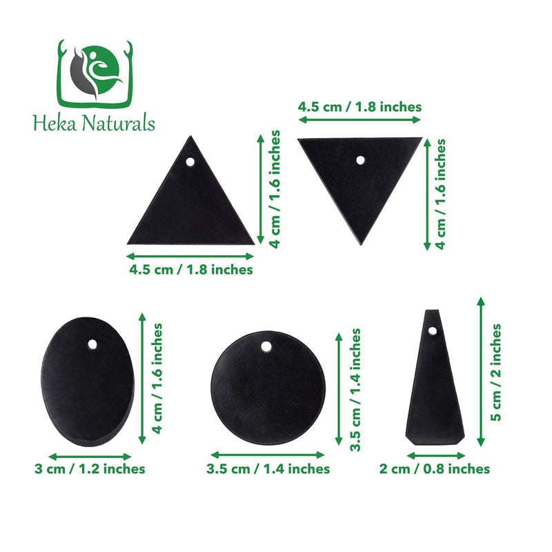 [Australia] - Heka Naturals Shungite Crystal Necklace Pendants Set | Healing Crystals & Chakra Necklace - Gemstone Jewelry for Men & Women - Spiritual and Joyous Gifts Set of 5 