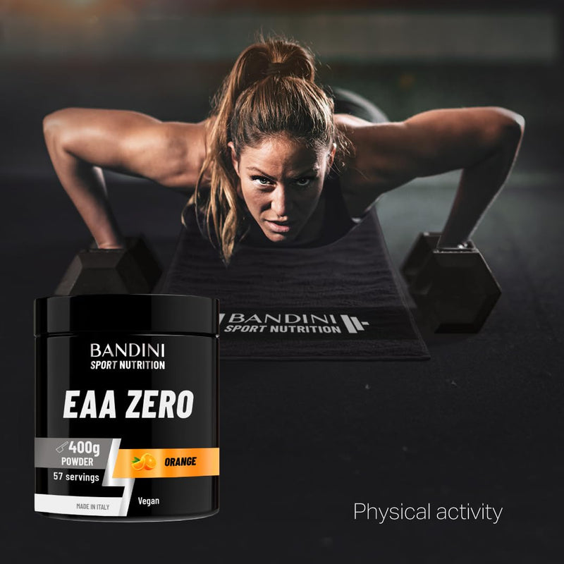 Bandini® EAA Essential Amino Acids | 400 g Powder | 9 Fermented Essential Aminoacids EAAs + BCAAs 211 & Vitamin B6 | Muscle Growth & Recovery | Intra, Pre & Post Workout | Vegan, Orange Flavour