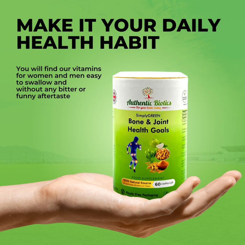 Vegan Joint Support – 60 Capsules with Calcium, Magnesium, Zinc, Vitamin D3, K2 & Turmeric – Multivitamin for Bone Strength, Muscle Function, Mobility & Flexibility – Men & Women 1