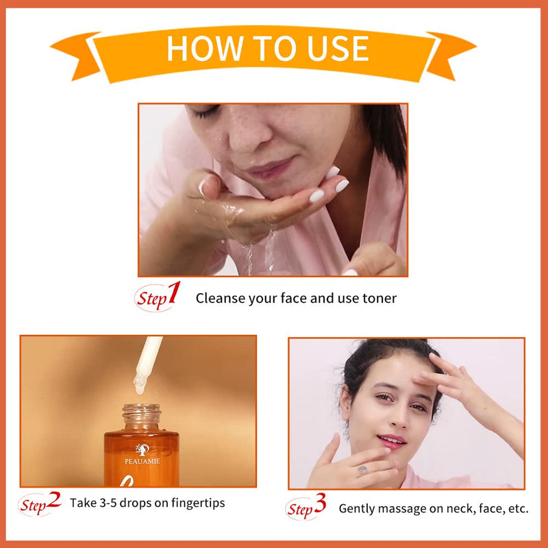 Peauamie Vitamin C Serum for Face Anti Aging with 2% Hyaluronic Acid and 1% Retinol Ferulic Acid,Moisturizer for Fine Lines and Wrinkles 1 Fl Oz x 2 Pack 1 Fl Oz (Pack of 2)