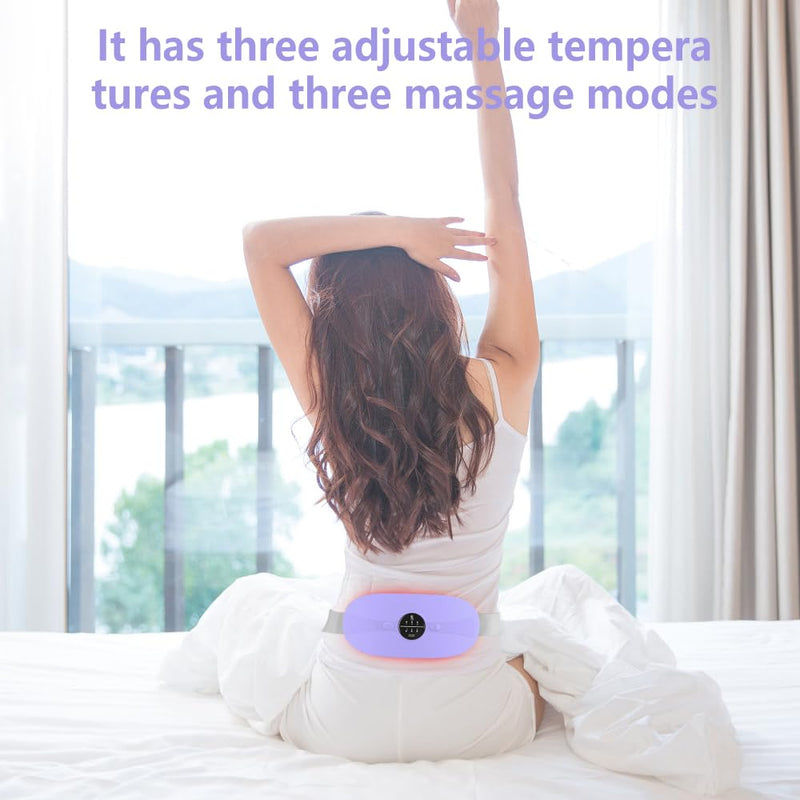[Australia] - BAMCOO Heat Belt Periods Portable Heating Pad Periods Heat Belt with 3 Temperature Adjustable and Vibration Modes Heat Belt Period Purple 
