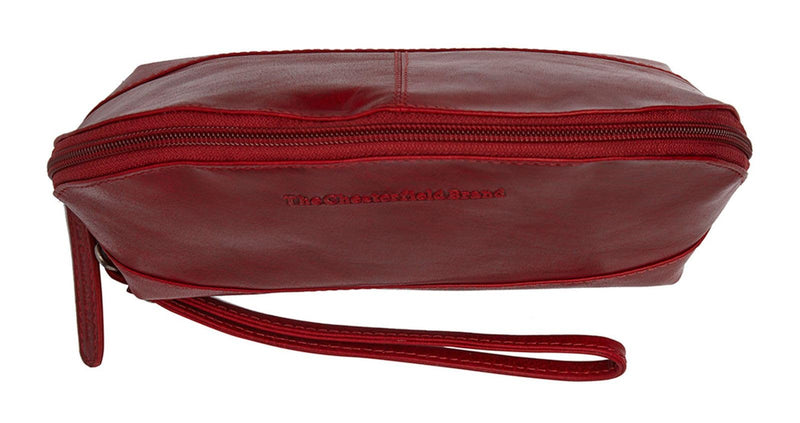 Chesterfield Brand Toiletry Bag TORINO | Made Of Leather | Large Cosmetics Case For Men And Women For Travel (Red)