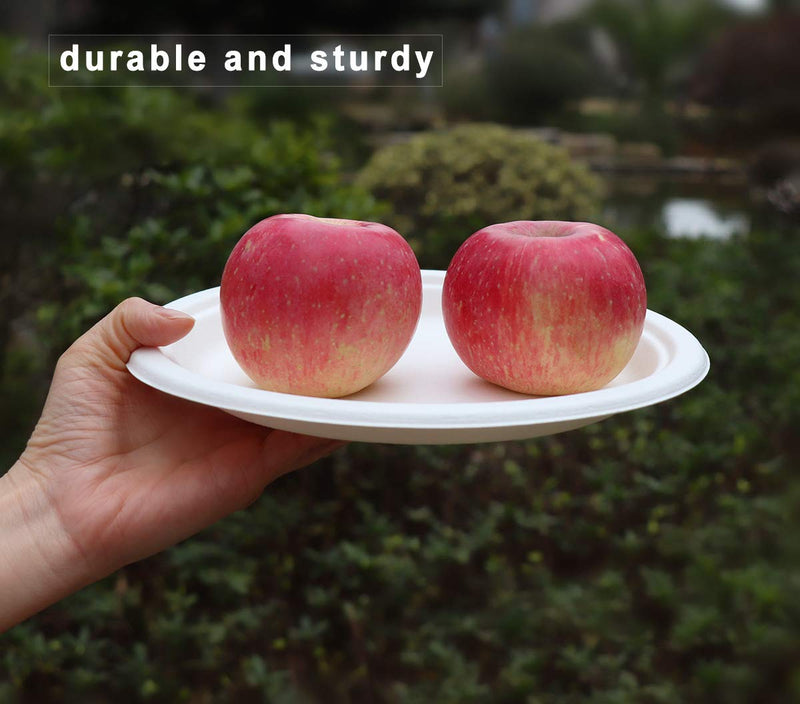 [Australia] - 100 Count 6“ Small Compostable Dessert Plates, Heavy-duty Unbleached Biodegradable Bagasse and Bamboo fiber Paper Plates 6 Inch 