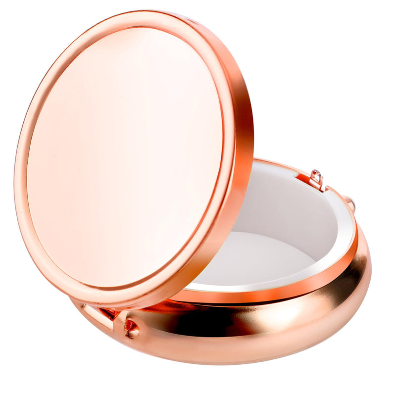WLLHYF Pill Box Cute Small Pill Box for Purse & Pocket Medicine Organizer Travel Pillbox Waterproof Pill Case Metal Pill Container Holder for Vitamins, Fish Oil, Supplements (Rosegold) Rosegold
