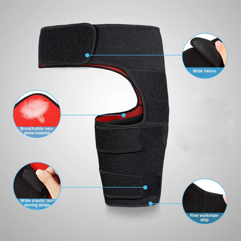 Groin and Hip Brace, Wicking Neoprene, Stay Dry and Comfortable, For Sciatica Pain, Groin Pulls, Hip Flexor Injuries, or Pulled Quads or Hamstrings