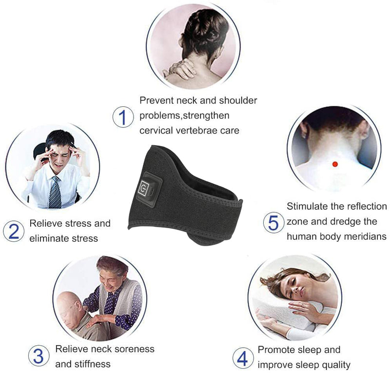 USB Neck Brace Heating Pad Electric Heated Neck Strap Wrap Rechargeable Protector Warmer for Soreness Stiffness