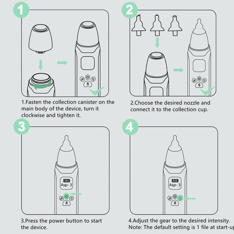 [Australia] - Nasal Aspirator for Baby - Baby Nose Sucker with 3 Suction Levels, Baby Nasal Aspirator, Electric Nose Suction for Baby with 3 Silicone Tips Music and Light, Rechargeable Snot Nose Sucker for Babies 