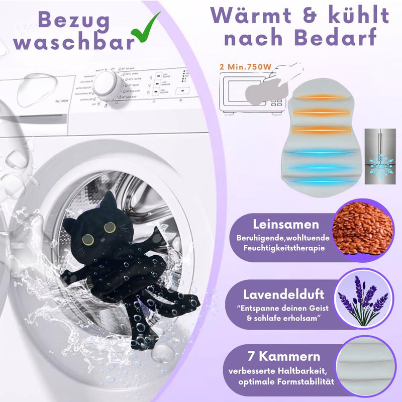 [Australia] - Heatbelle Empower® Grain Pillow, Cozy Heat Pillow, Microwave Safe, Washable Cover, Animal Cat Ideal for Tension and Cramps Gifts for Women, Girls and Children 