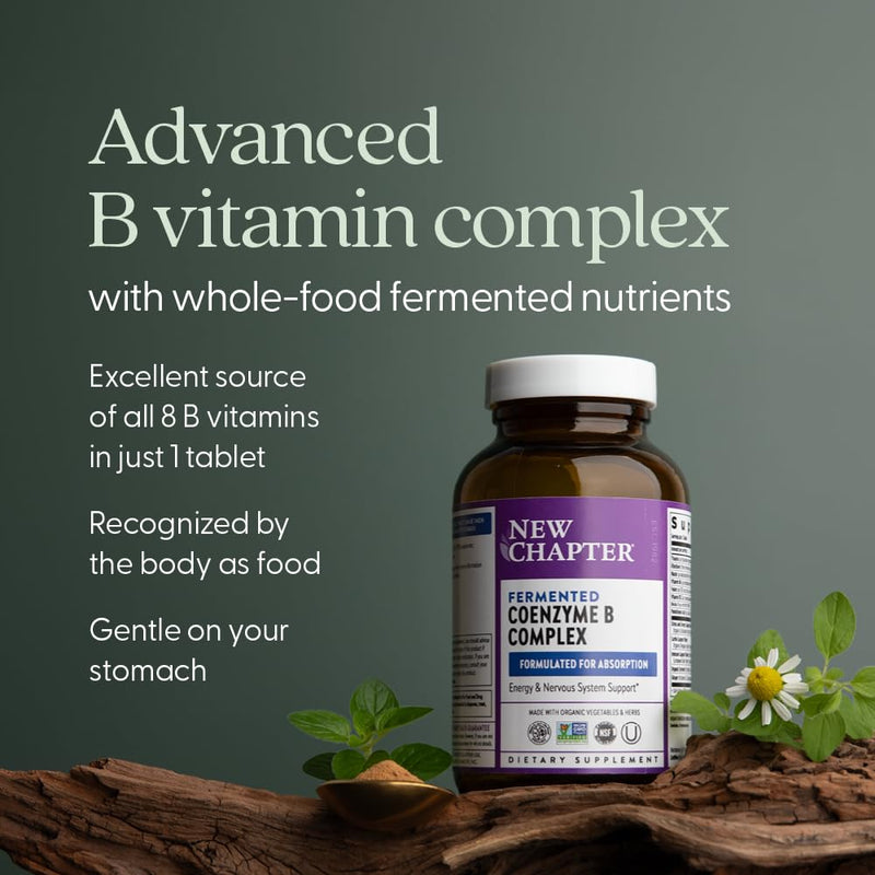 New Chapter Fermented Coenzyme B Complex, 30 Count | Rich in Vitamin B12, Vitamin B6, and Biotin with Organic Ingredients for Energy, Brain, and Beauty Support, One Daily 30 Count (Pack of 1)