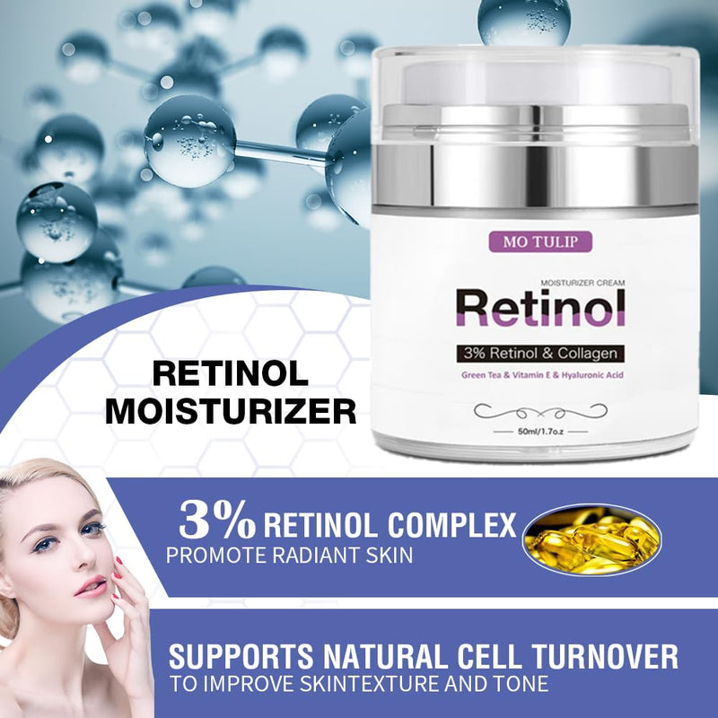 Face Cream with Retinol, Collagen & Hyaluronic Acid – Face & Neck Firming Moisturizer for Wrinkles, Hydration & Lifting – Day/Night Cream for Women & Men (1.7 fl.oz)