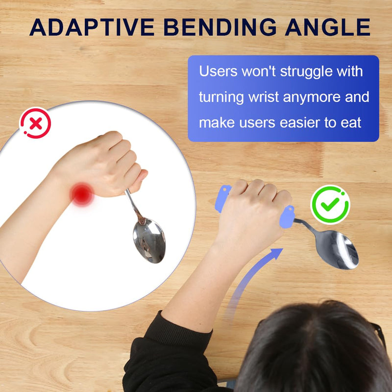 [Australia] - Adaptive Weighted Silverware Utensils Angled Spoon for Hand Tremors Parkinsons,Weighted Utensils with Non-Slip Easy Grip Handles for Independent Eating(Left Hand,Purple,Pack of 1) Spoon-L 