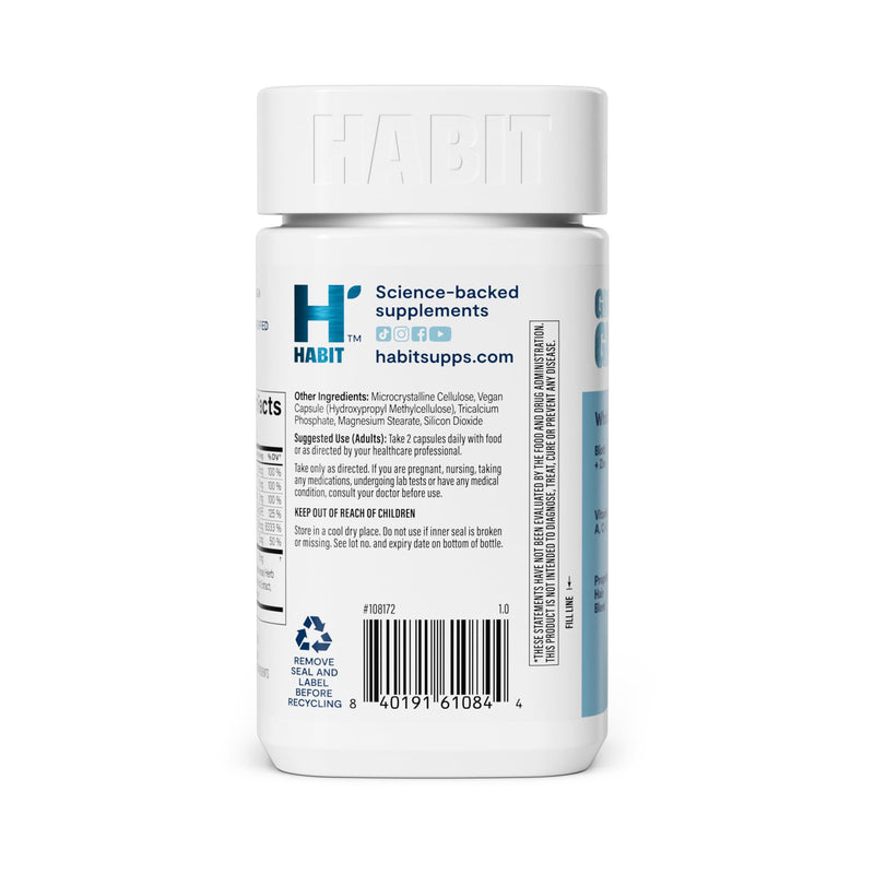 Habit Hair Growth Supplement, Supports Hair Health, Strength & Growth, Biotin, Vitamins A, C & E, 60 Capsules Unflavored 60 Count (Pack of 1)