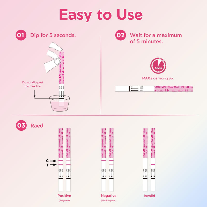 MomMed Ovulation Test Strips (LH60) with 60 Collection Cups, Reliable LH Surge Predictor OPK Kit, Accurately Track Ovulation Test, High Sensitivity Result for Women Home Testing 60 Count (Pack of 1) Pink