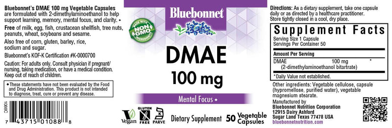[Australia] - Bluebonnet Nutrition Dmae 100mg, 50 CT 