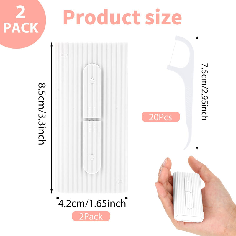 [Australia] - Andibro Portable Dental Floss Boxes, Pack of 2 Dental Floss Case Dental Floss Pick Dispenser Refillable Dental Floss Holder Travel Oral Care Tool for Teeth Cleaning 20 Dental Floss for Adults (White) White 