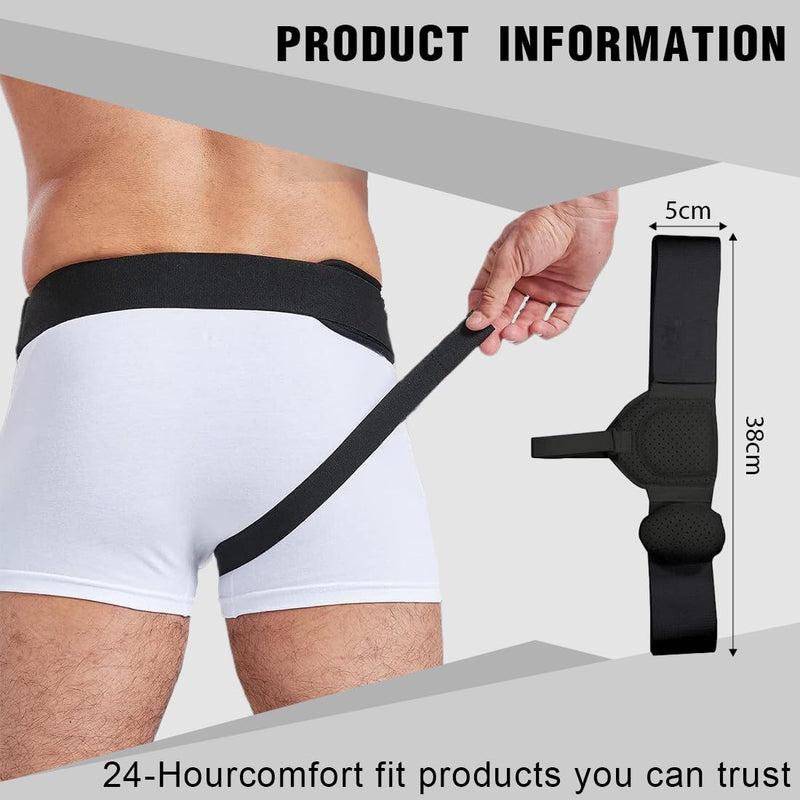 [Australia] - VURYAPI Inguinal Hernia Belt for Men and Women, Hernia Belt, Single-Sided Professional Inguinal Hernia Belt, Left or Right Side, Adjustable Hip Belt, Inguinal Hernia Support Band (Black 
