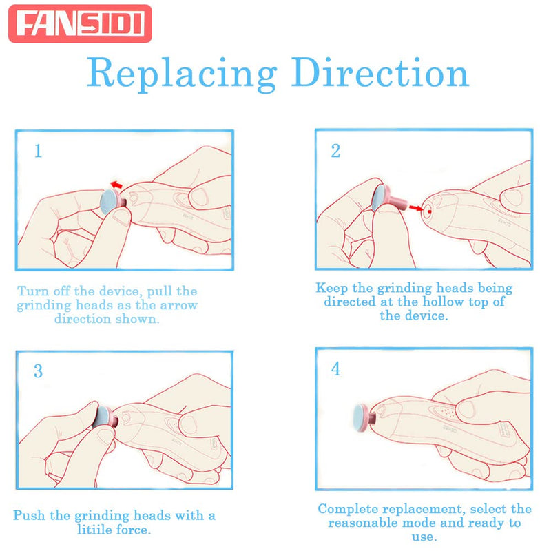 [Australia] - Fansidi Electric Baby Nail File Replacement Pads- Electric Baby Nail Trimmer Clipper Sandpaper Pads (Blue) BLUE 