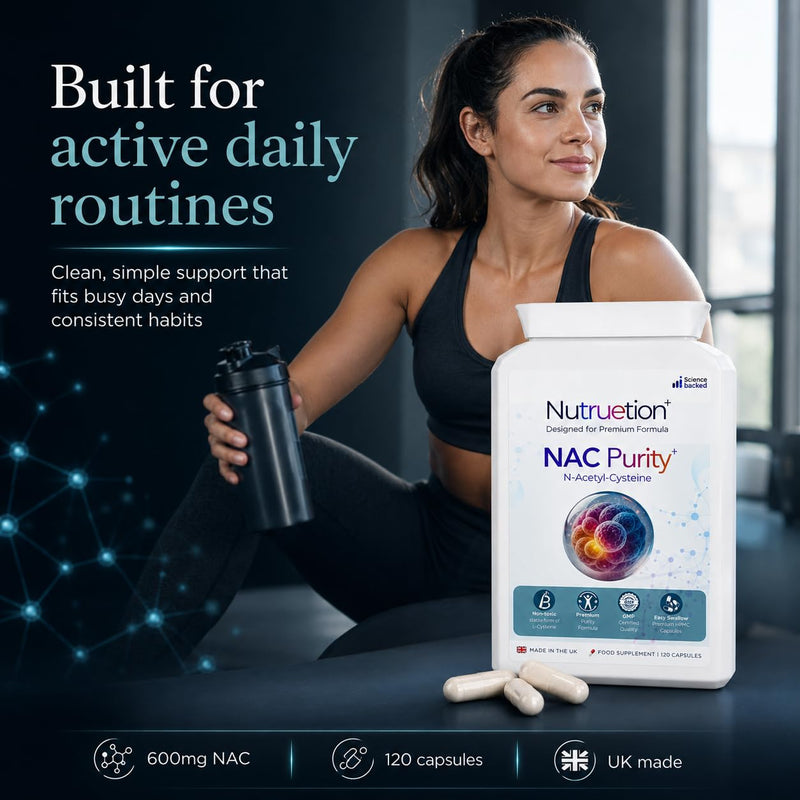 NAC 600mg Capsules | N-Acetyl Cysteine Supplement | 120 Vegan Capsules | Refined Clean Formula | No Maltodextrin | UK Made to GMP & BRCGS Standards