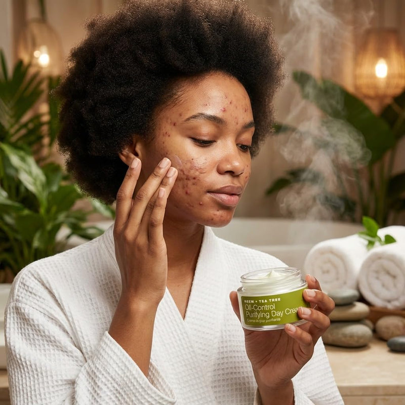 Urban Veda Moisturizer Skincare Set | Acne Moisturizer Day Cream, 1.70 Fl oz | Vitamin C Night Cream, 1.70 Fl oz| Face Moisturizer for Oily Skin| Pimple Cream with Tea Tree| Face Cream for Women & Men Day + Night Cream 1.7 Fl Oz (Pack of 2)