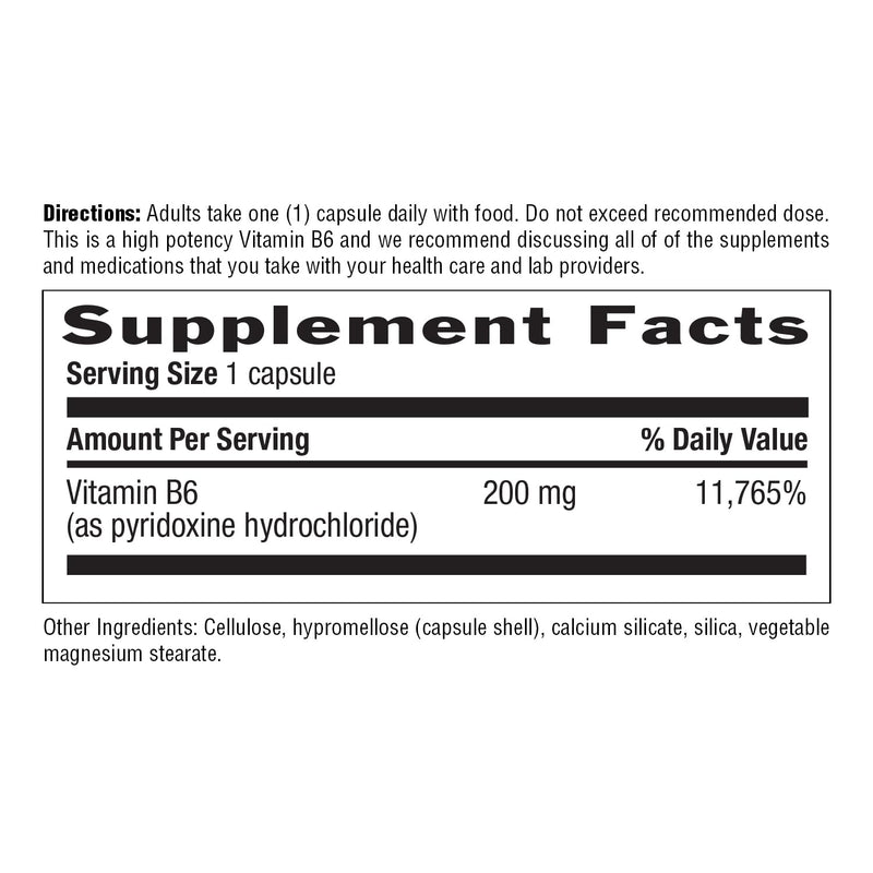 Country Life Vitamin B-6, High Potency, Supports Energy and The Nervous System, 200mg, 90 Vegan Capsules, Certified Gluten Free, Certified Vegan, Certified Halal… (Pack of 2) B-6 Unflavored 90 Count (Pack of 2)