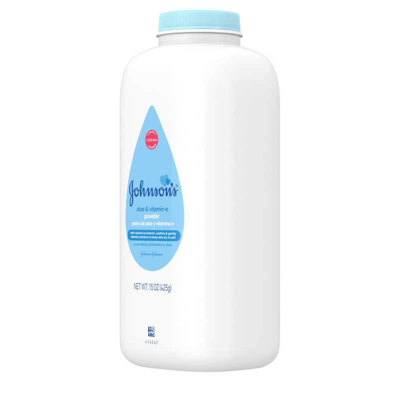 Johnson's Baby Powder with Cornstarch, Aloe & Vitamin E, 15 oz | Hypoallergenic, No Added Parabens & Dyes, Designed for Delicate Skin, For Babies, Kids, & Adults 15 Ounce (Pack of 1)