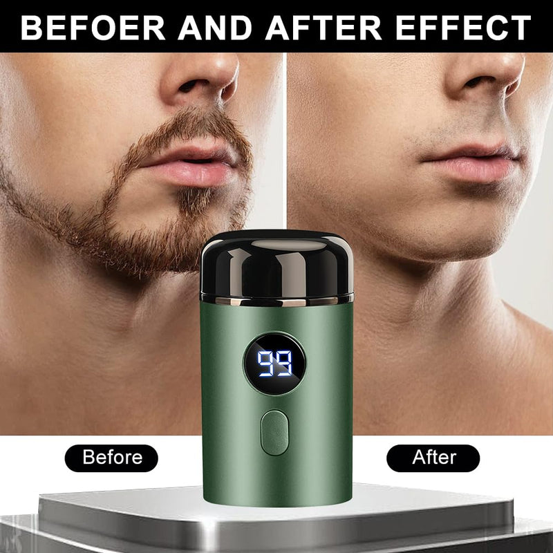 [Australia] - Horuili® Mini Electric Shaver, Portable Electric Mini Shaver, Men's Electric Shaver, USB Rechargeable Shaver, Washable Wet and Dry Shaver (Green) Green 