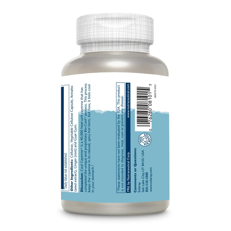 [Australia] - SOLARAY Cool Cool Cayenne 40,000 HU, Healthy Digestion, Circulation, & Cardiovascular Support 180 VegCaps 180 Count (Pack of 1) 