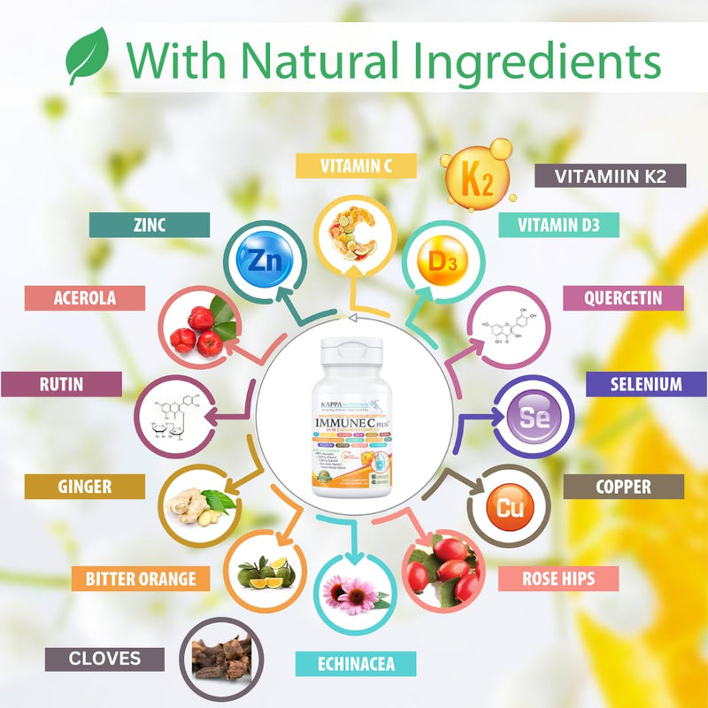 [Australia] - Quercetin 1,000mg, Vitamin C 1,000mg, Zinc 50mg, Vitamin D3 5,000iu, Selenium, Copper, Acerola, Ginger, Rutin, Bitter Orange, Rose Hips, Echinacea, Immune C Plus, 14 in 1 Immune C Plus (120 Count) 120 Count 