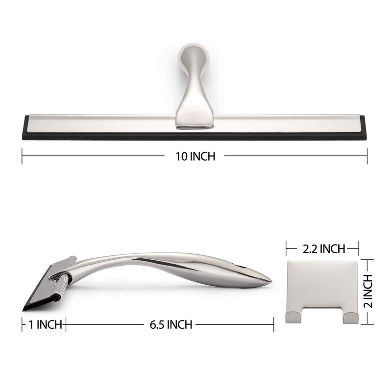 [Australia] - Hiware All-Purpose Shower Squeegee for Shower Doors, Bathroom, Window and Car Glass - Stainless Steel, 10 Inches 10-Inch Silver 