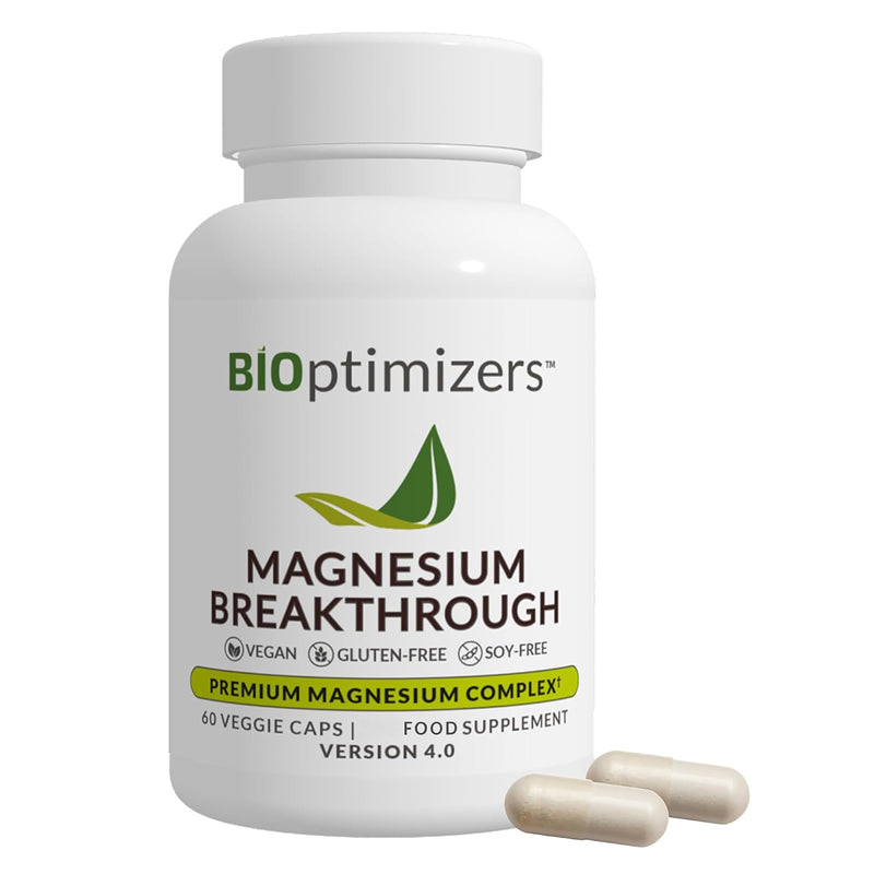BIOptimizers Magnesium Breakthrough 4.0 7-in-1 Complex | 60 Vegan Capsules | High Strength Glycinate, Malate, Taurate & Citrate – Magnesium Supplements for Sleep, Anxiety & Leg Cramps 60 count (Pack of 1)