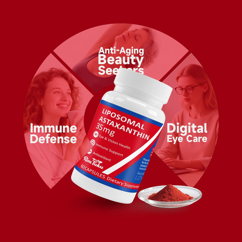 [Australia] - 35mg Liposomal Astaxanthin Supplement - Powerful Antioxidant Support for Skin, Joint & Eye Health - Natural Anti-Aging Formula with Pure Astaxanthin - Vegan, Non-GMO, 60 Capsules 