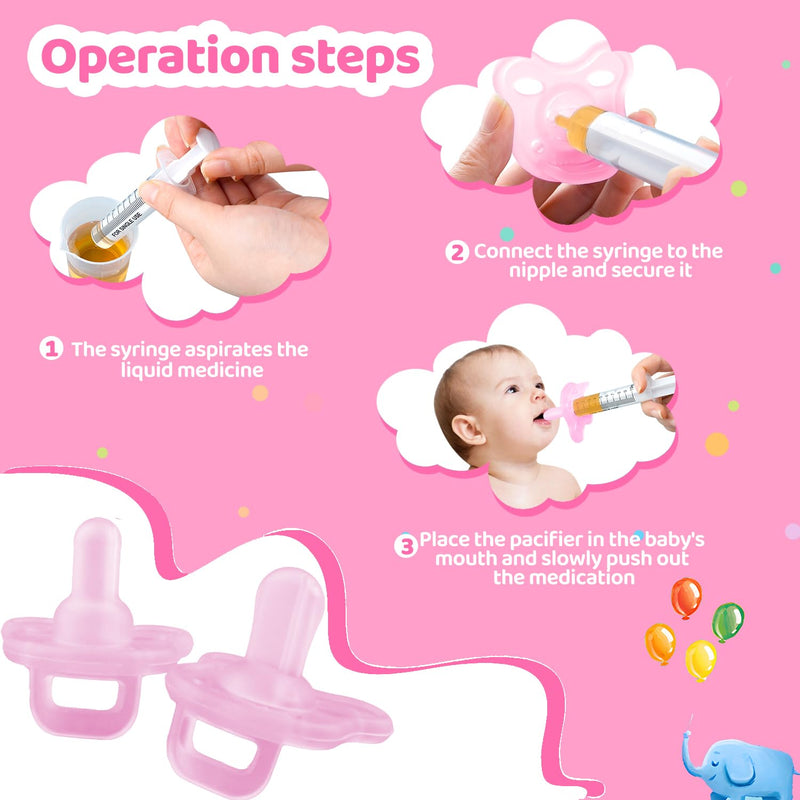 [Australia] - Baby Medicine Dispenser, Baby Medicine Syringe, 0 Months and up Baby Pacifiers, 100% Silicone Pacifiers, BPA-Free (Pink) Pink 