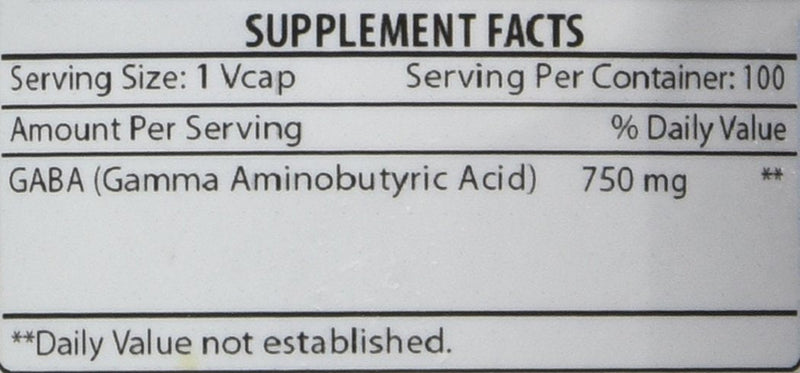 Amazing Formulas GABA Supplement | 750 Mg per Serving | 100 Veggie Capsules | Non-GMO | Gluten-Free | Made in USA | Ideal for Vegetarians Unflavored - 100 Count