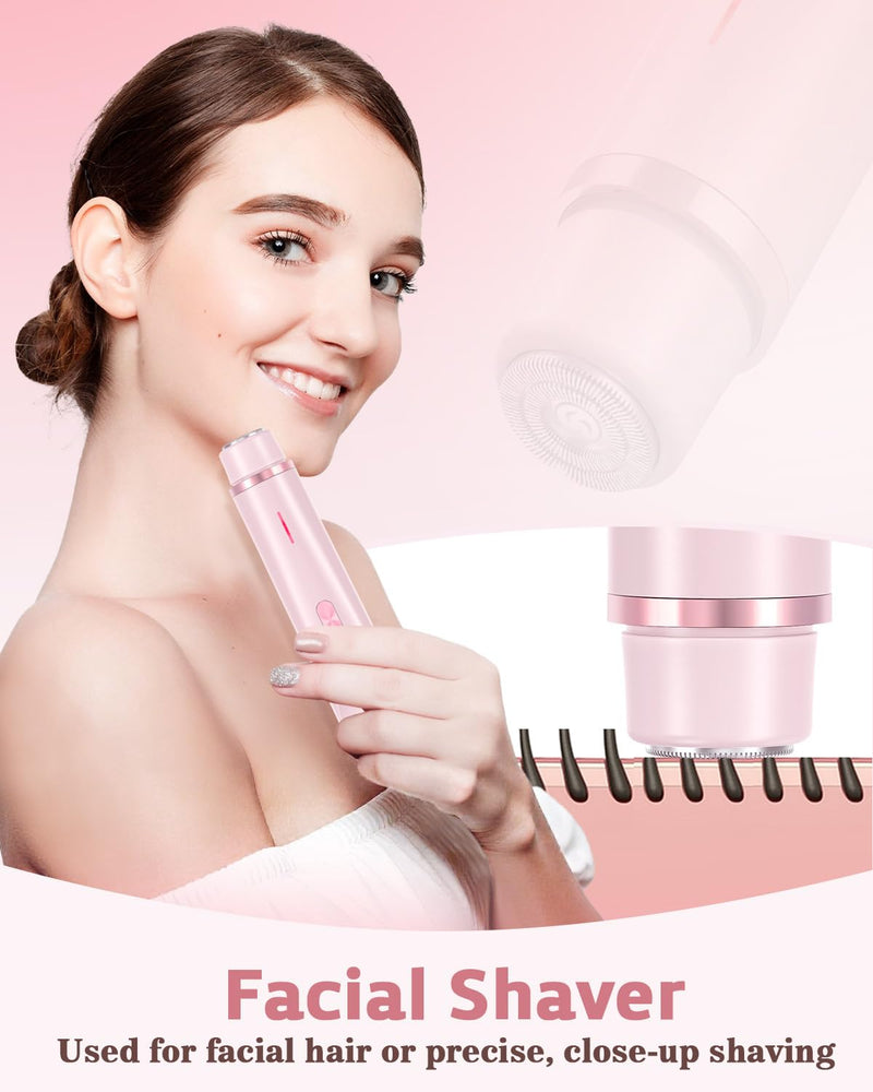 [Australia] - Bikini Trimmer for Women, Dual-Head Women's Electric Razor, 2-in-1 Electric Shaver for Women Pubic Hair/Legs/Arms/Underarm/Face, IPX7 Waterproof Wet/Dry Use (Rose Pink) Rose Pink 
